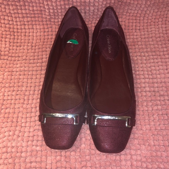 [Calvin Klein] Burgundy leather Flats. Size 7.5 - Picture 2 of 8